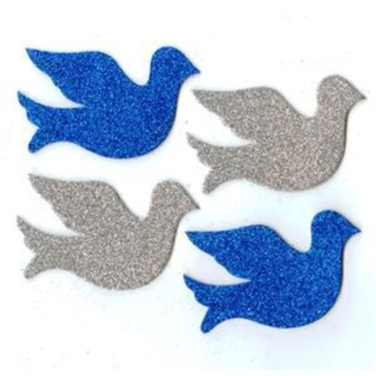 Doves Glittering Foam Shapes