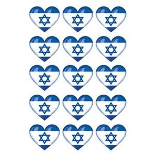 Israeli Flag Heart Shaped Stickers