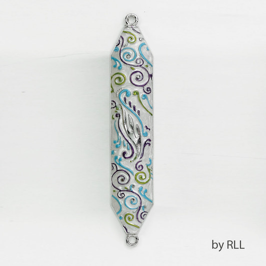 Swirls Enameled Mezuzah, Multi