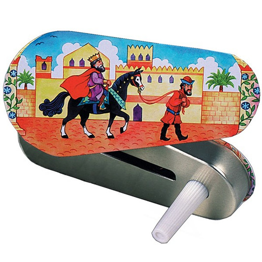 Mordechai in Shushan Tin Metal Purim Grogger