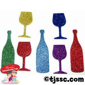 Shabbat, Passover Kiddush wine & Kiddush cups glittering cutouts for Shabbat and Passover arts & craft project ideas.