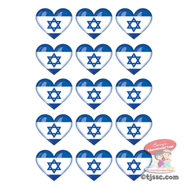 Israeli Flag Heart Shaped Stickers