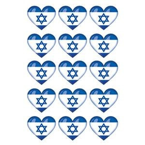 Israeli Flag Heart Shaped Stickers