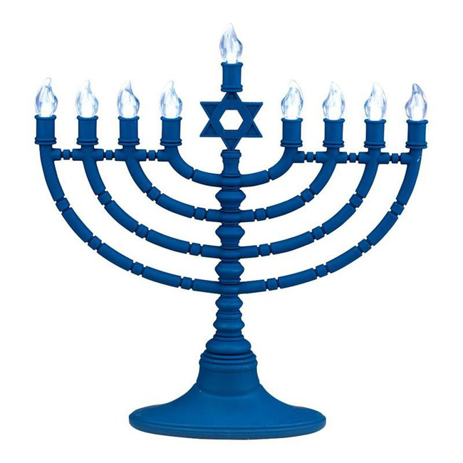 Blue LED Menorah with Clear Bulbs