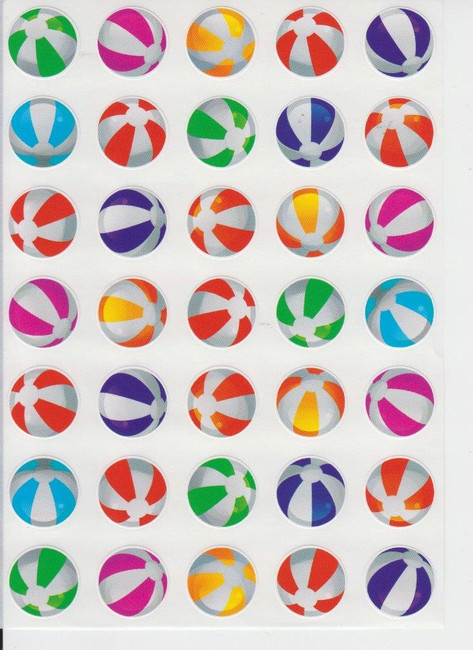 Beach Balls Stickers 0.7"  - 1 Sheet