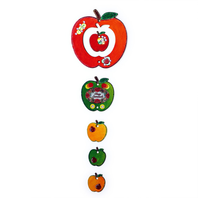 Wooden Apple Tishrei Mobile with Cord for Coloring