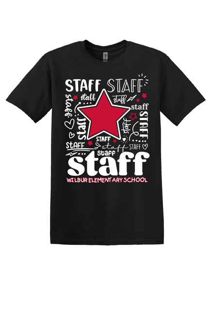 KWES - Staff design apparel on BLACK - with name added to the back