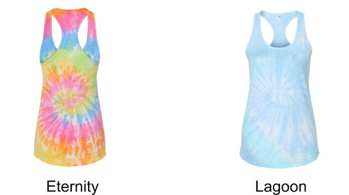 PCST - 3400 - Women's Tie-Dyed Racerback Tank Top - Choice of front design w/ "PIRANHAS" vertically on back