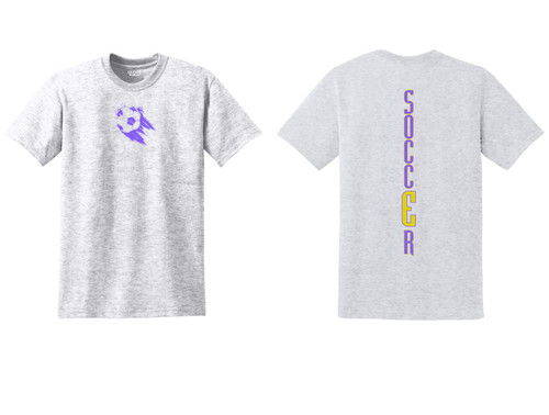 EHS Girls Soccer- Specialty Design small front & back vertical words - Unisex Apparel  ASH ONLY