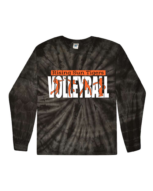 RS Volleyball - CD200 - Tie-Dye Adult 100% Cotton Long-Sleeve T-Shirt - SPIDER BLACK only
