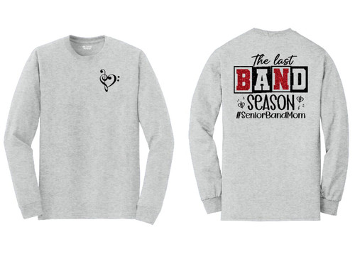 CHS Vikings - Band Senior Mom Specialty -- small heart on front & large back design - Unisex Apparel  ASH ONLY
