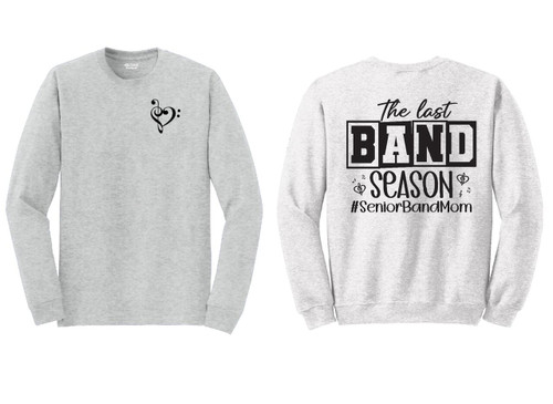 PBMB - Band Senior Mom Specialty -- small heart on front & large back design - Unisex Apparel  ASH ONLY