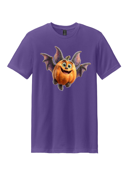 PAD - Day 2 - Pumpkin Bat on Amethyst -- Gildan Softstyle CVC T-shirt UNISEX apparel