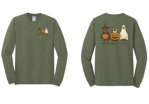 PAD - Day 4 - 3 Chicks on Military Green -- Gildan Softstyle® Long Sleeve T-Shirt  YOUTH & UNISEX apparel