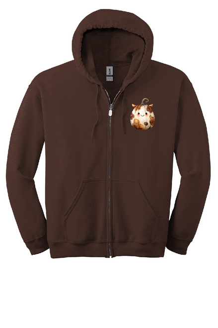 PAD - Day 7 - Cow Pumpkin on Dark Chocolate -- Gildan® Heavy Blend™ Full-Zip Hooded UNISEX Sweatshirt