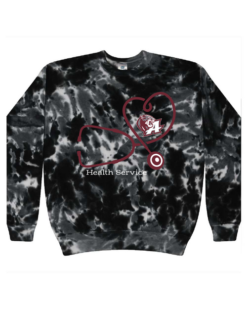 AHS Health Sciences - CD8100 - Tie-Dye Adult 100% Cotton Crew Neck Sweatshirt -- Multiblack ONLY