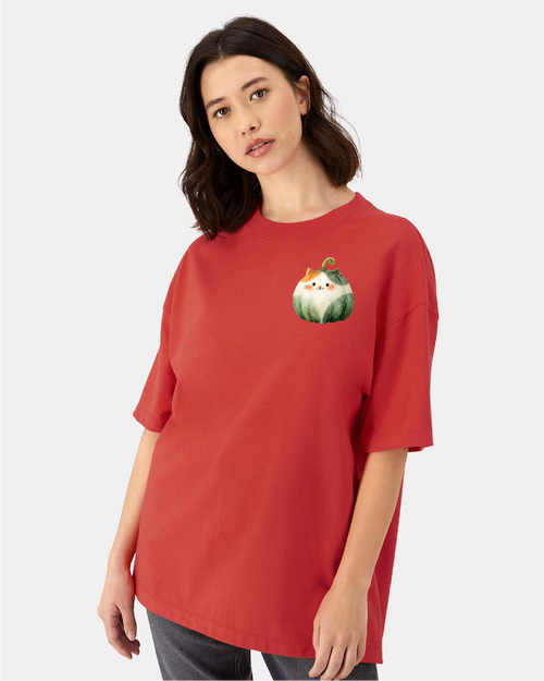 PAD - Day 11 - Cat Pumpkin on Poppy Red - Unisex Beefy-T® Retro Street T-Shirt - 5180R