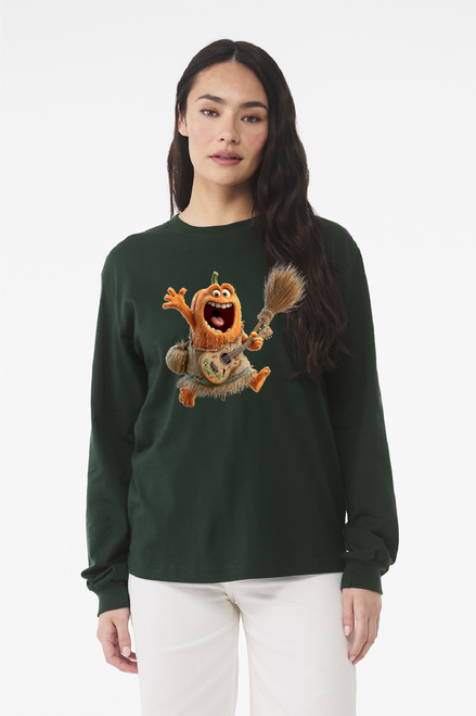 PAD - Day 13 - Guitar Fella on Forest Green - BELLA + CANVAS 6 oz. Heavyweight Long Sleeve Tee - 3511 YOUTH & UNISEX sizes