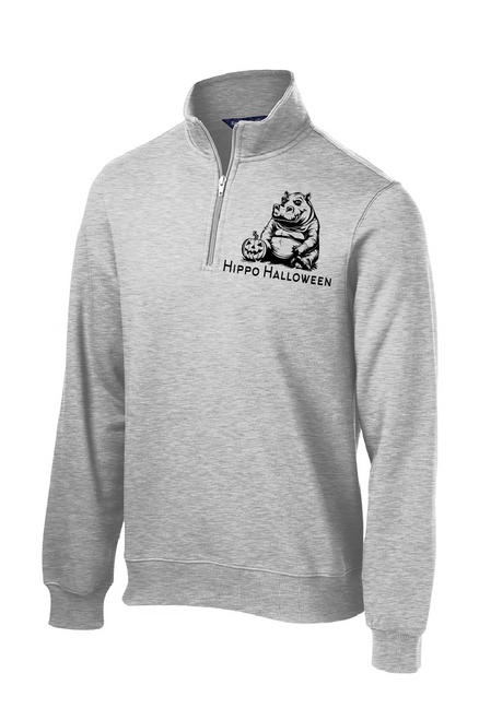 PAD - Day 24 - Hippo Halloween on Athletic Gray -- ST253 Sport-Tek® 1/4-Zip Sweatshirt UNISEX sizes