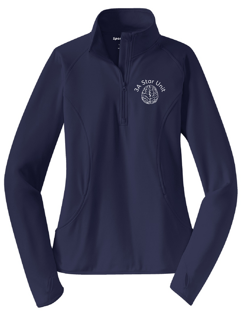 CC3A - LST850 - Ladies Sport-Wick® Stretch 1/4-Zip Pullover - Small design on front. Large design on back. 
