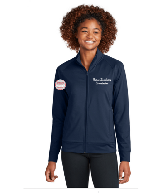 CCNRP - LST857 - Sport-Tek® Women's Sport-Wick® Stretch Full-Zip Cadet Jacket - Small design on front, Large design on back & Right sleeve design