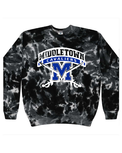 MHSUTF - CD8100 - Tie-Dye Adult 100% Cotton Crew Neck Sweatshirt -- Multiblack ONLY