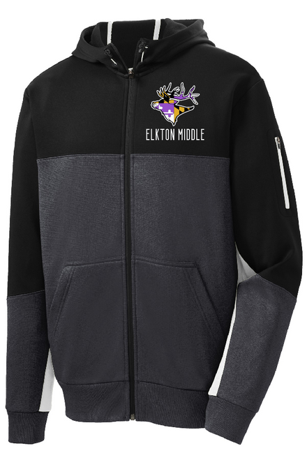 EMS - ST245 - Sport-Tek® Tech Fleece Colorblock Full-Zip Hooded Jacket