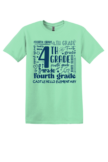 CHES - 4th grade design - on MINT GREEN -  with teacher's name OR graduation year added to the back