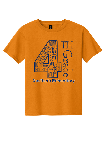 SES - 4th grade design - on TENNESSEE ORANGE -  with teacher's name OR graduation year added to the back
