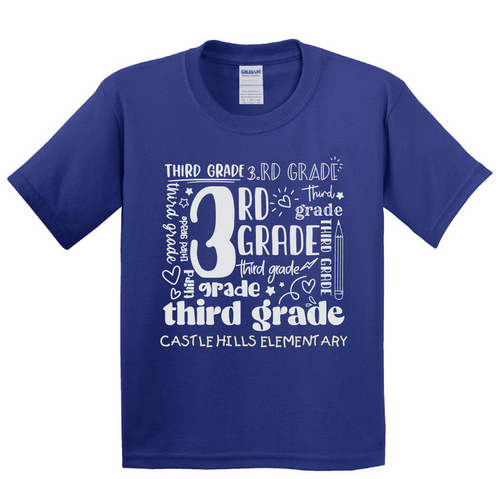 CHES - 3rd grade design - on COLBALT -  with teacher's name OR graduation year added to the back