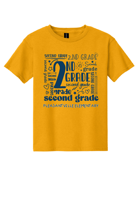 PES - 2nd grade design - on GOLD -  with teacher's name OR graduation year added to the back
