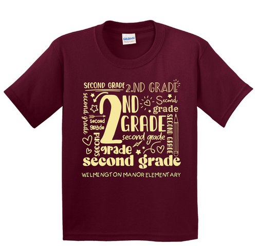 WMES - 2nd grade design - on MAROON -  with teacher's name OR graduation year added to the back