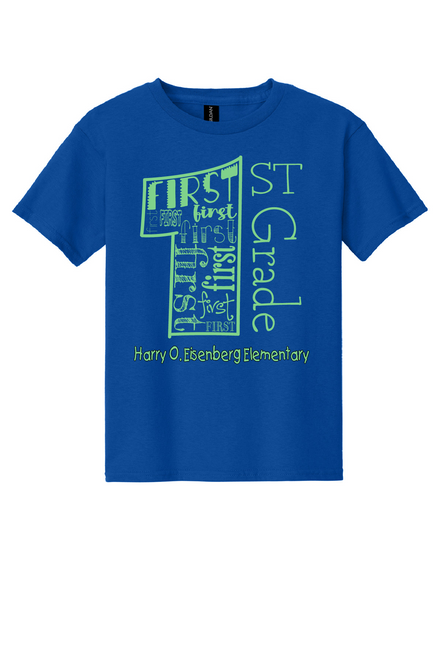 HEES - 1st grade design - on ROYAL -  with teacher's name OR graduation year added to the back