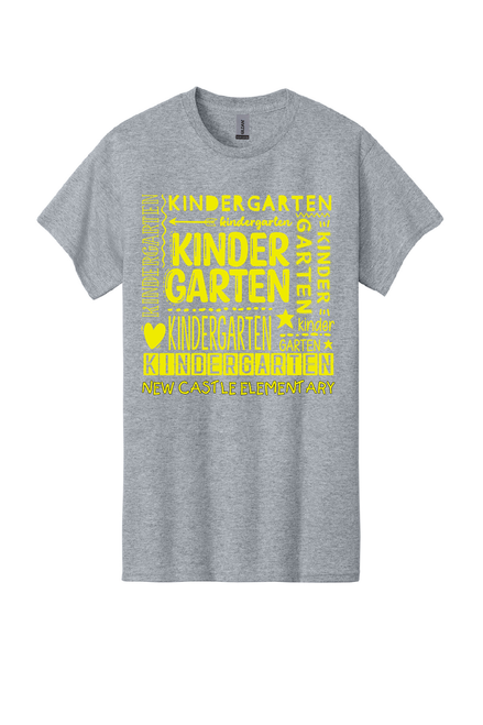 NCES - Kindergarten design - on ATHLETIC GREY - with teacher's name or graduation year added to the back