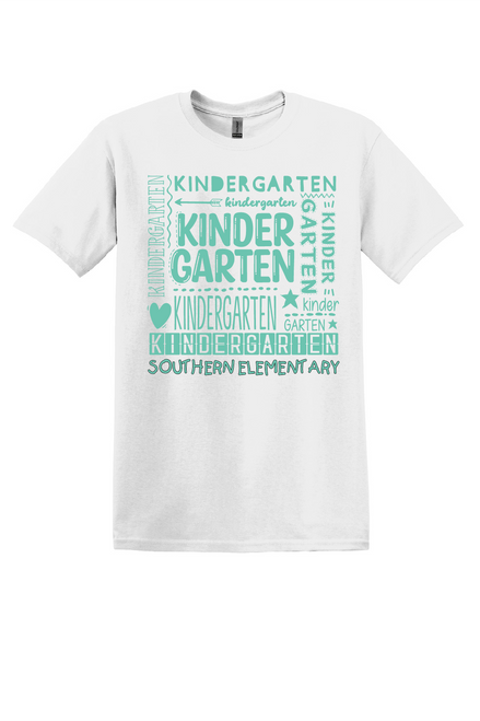 SES - Kindergarten design - on WHITE - with teacher's name or graduation year added to the back