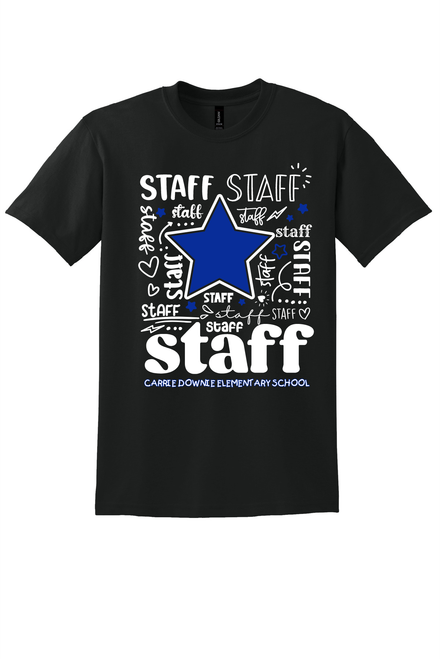 CDE - STAFF design - on BLACK - with name on back