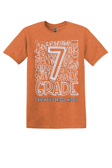 CBMS - 7th grade design - on SUNSET -  with teacher's name OR graduation year added to the back