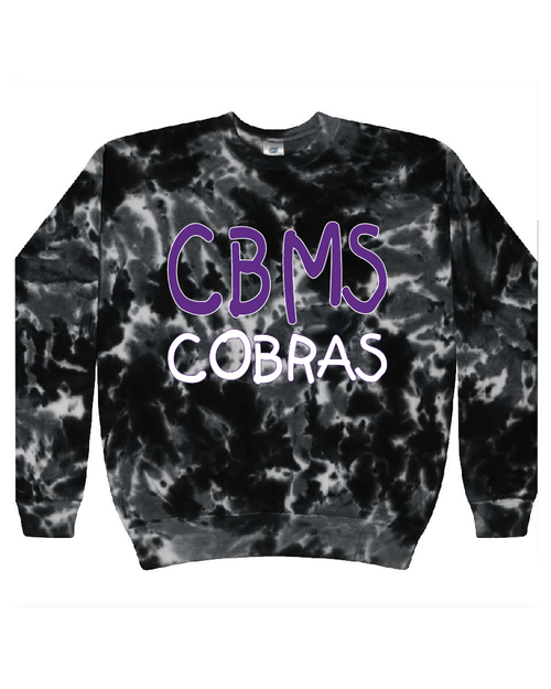 CBMS - CD8100 - Tie-Dye 100% Cotton Crew Neck Sweatshirt -- Multiblack ONLY