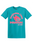 pink logo on tropical blue