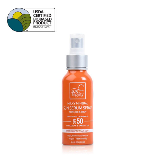 Suntegrity Milky Mineral Sun Serum Spray, Broad Spectrum SPF 50 thumbnail image. This product is also USDA Certified Biobased Product - 100%.