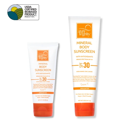 This is the thumbnail image for our Unscented Mineral Body Sunscreen available in 3oz or 5oz sizes. This product is now a USDA Certified Biobased Product - 95%. (updated 8/30/23)