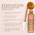 Staycation image showing product swatch and also key selling points.