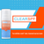 ClearSPF lifestyle image on Orange & Blue background stating it is a "no whitecast zinc-based sunscreen".