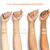 This is an image of 4 arms from women of various skin tones including: Asian, White, Hispanic and Black to show how the 2 shades would appear on each skin tone.
