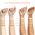 This is an image of 4 arms from women of various skin tones including: Asian, White, Hispanic and Black to show how the 4 shades would appear on each skin tone.