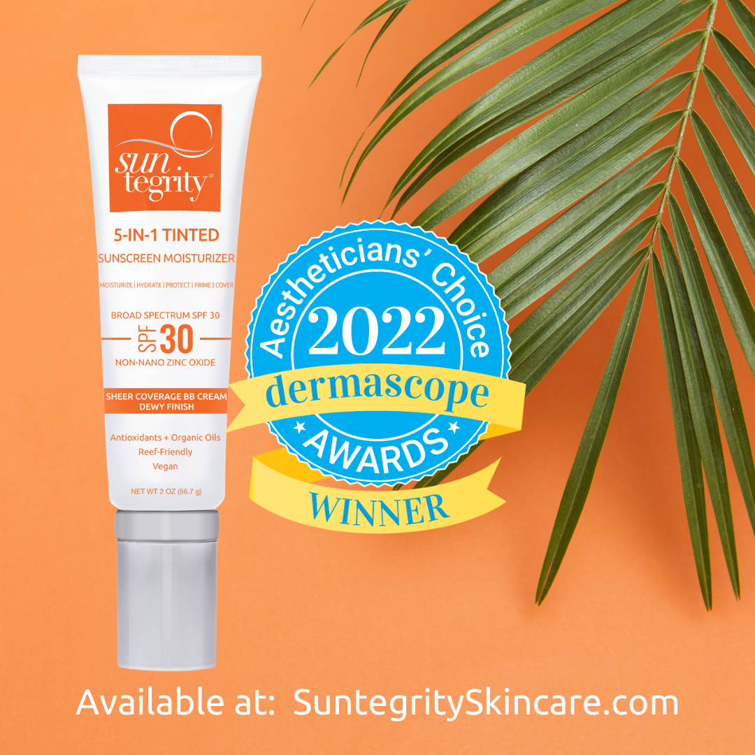 Instagram image of the 5-in-1 Tinted Sunscreen Moisturizer showing that it won the 2022 Aestheticians' Choice Award in Dermascope Magazine.