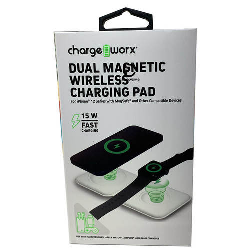 Chargeworx 15w 2 in1 Dual Magnetic Wireless Charging Pad