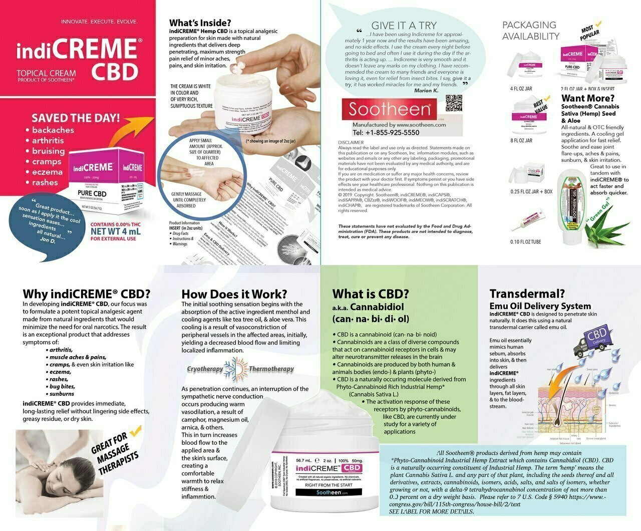 Best Selling indiCREME Pure CBD Pain Relief Cream