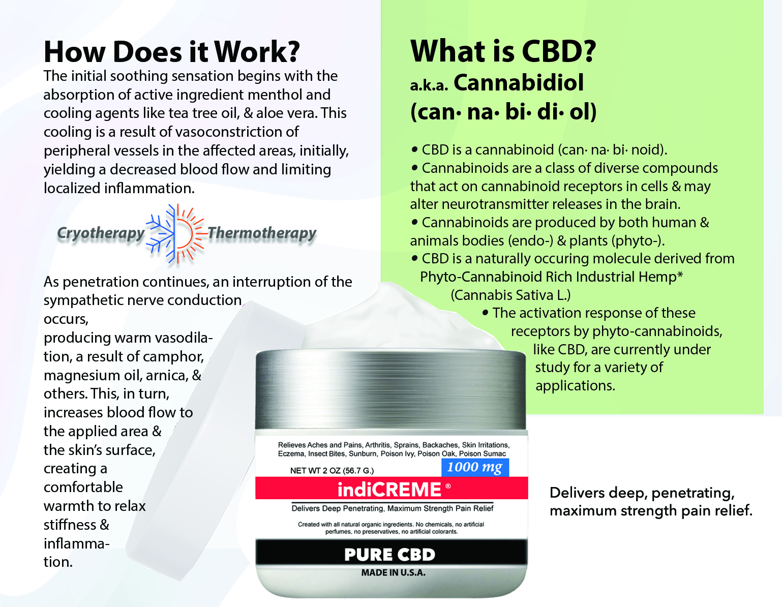 CBD indiCREME® 1000 mg pain relief cream