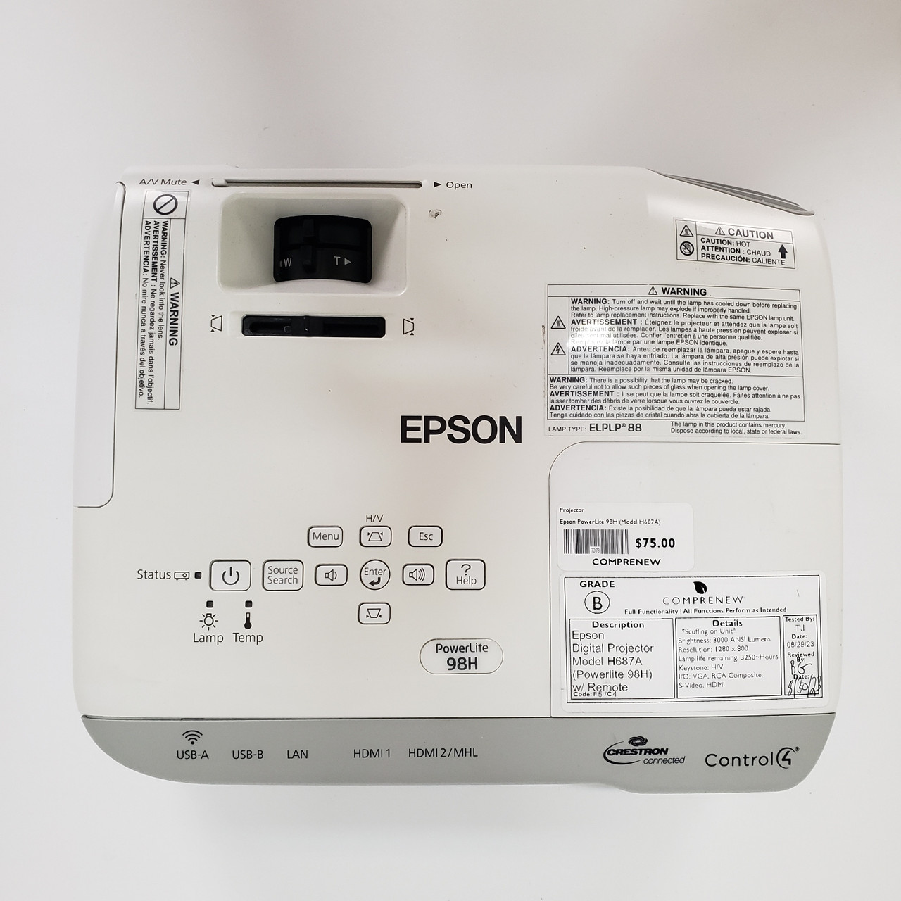 Epson H687A PowerLite 98H Digital Projector | Grade B
